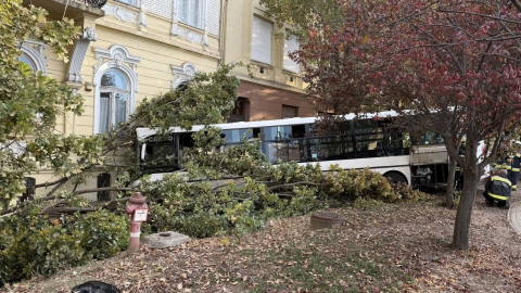 Iskolaépületnek csapódott a Volán egyik autóbusza Szolnokon