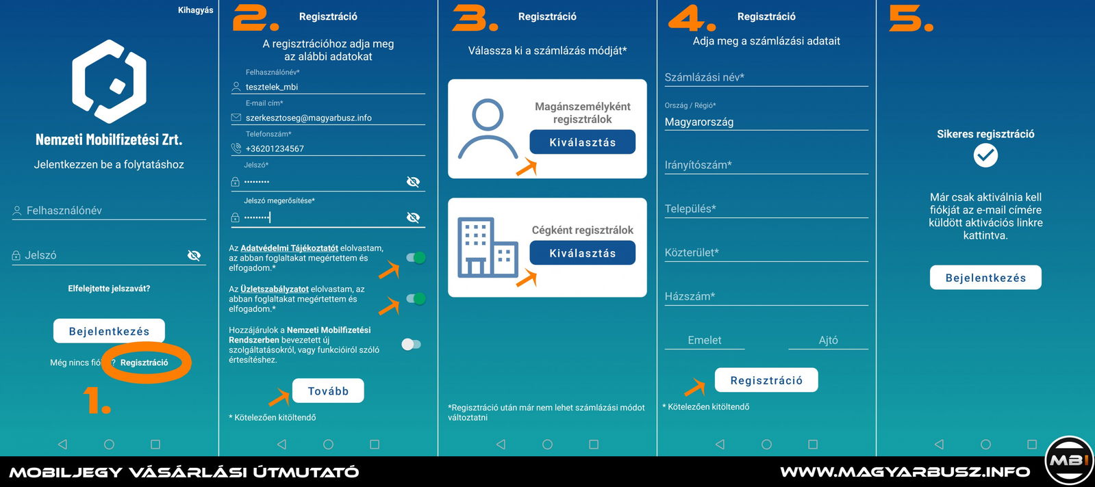 Mobiljegy vásárlási útmutató | A regisztráció menete