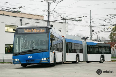 Solaris Trollino 24 MetroStyle trolibuszt tesztelnek Pozsonyban
