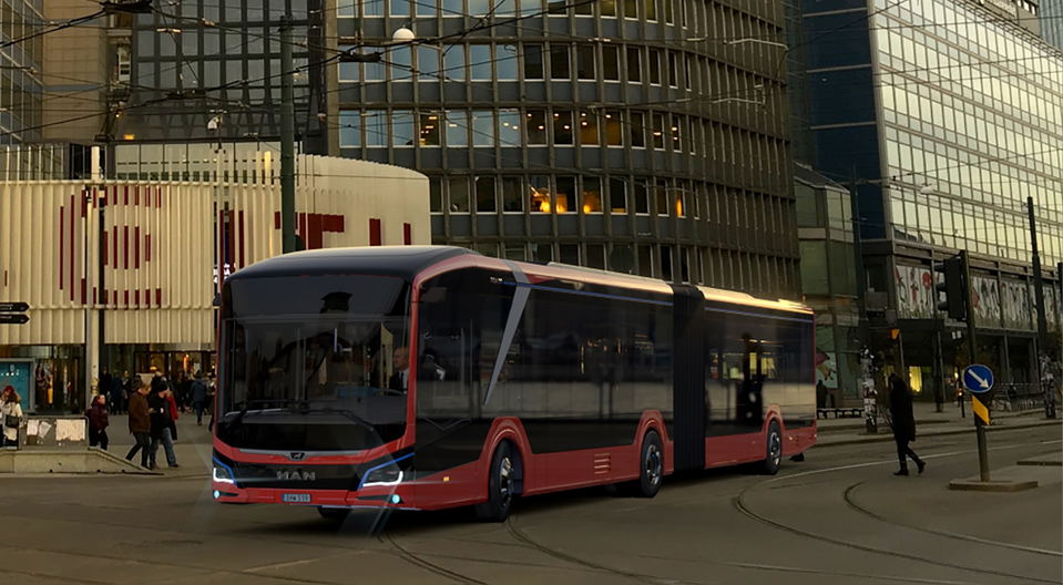 Bevásárol az MAN villanybuszából a norvég Unibuss