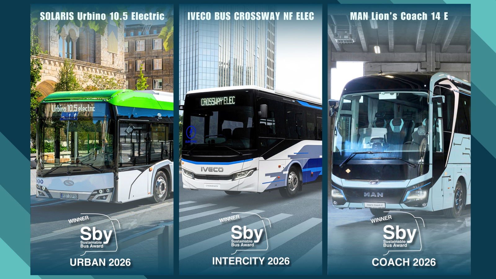 A Solaris, az Iveco Bus és az MAN típusai nyerték a Sustainable Bus Awards 2026 díjakat